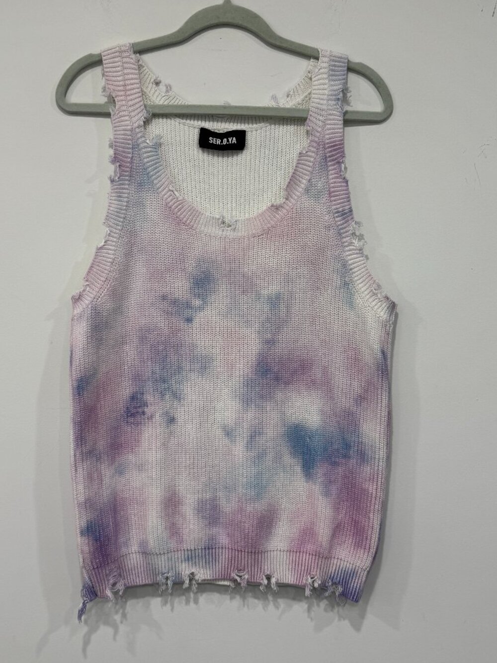 SER.O.YA New Yannis Ribbed-knit cotton tank multi color NEW